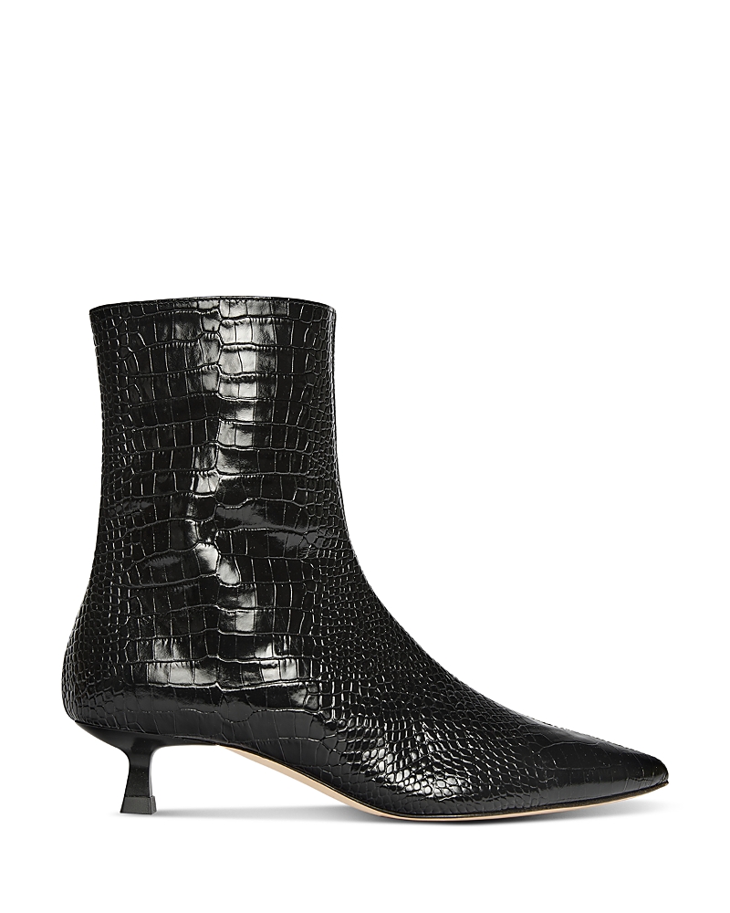 Freda Salvador Lanna Croc-effect Leather Boots In Black