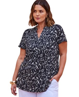 Print Nehru Collar Top