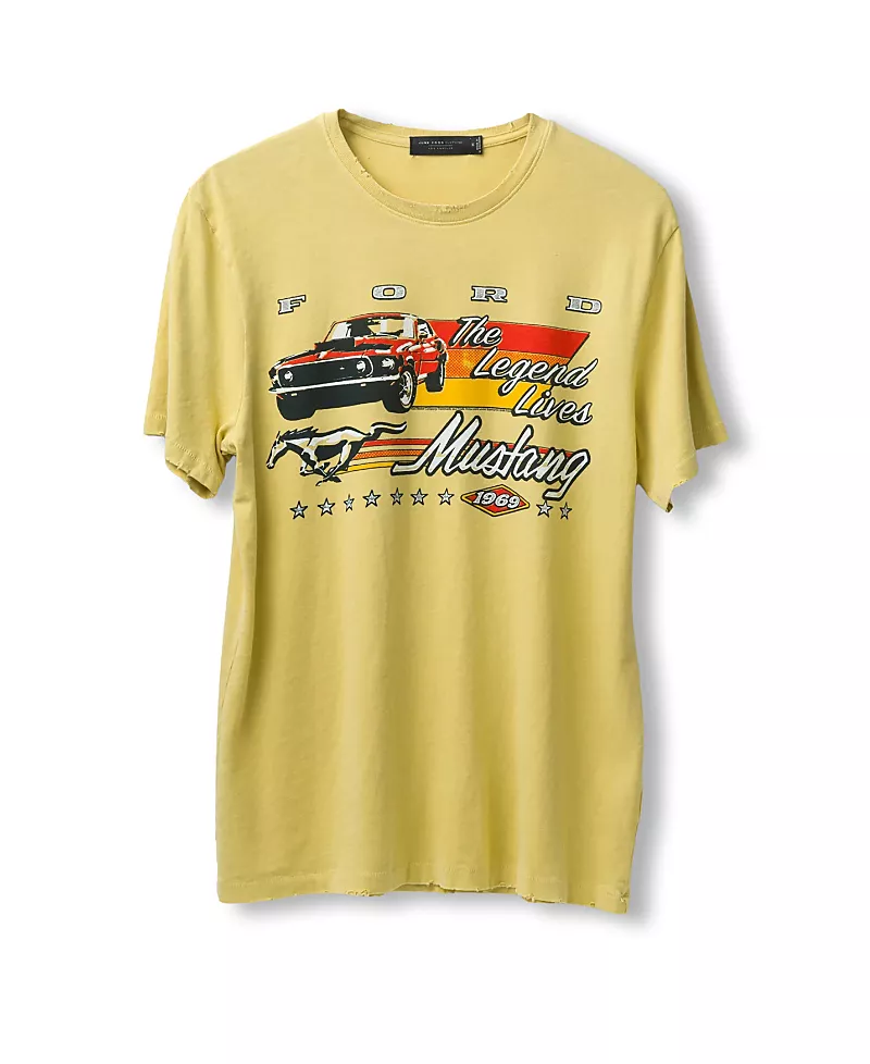 Junk Food Clothing Unisex Mustang The Legend Lives Vintage-like Tee