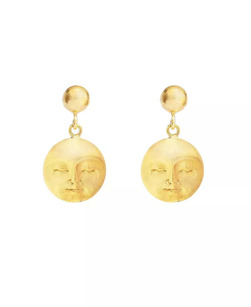 Ottoman Hands Moon Face Drop Earrings