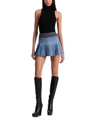 Mera Pleated Denim Mini Skirt