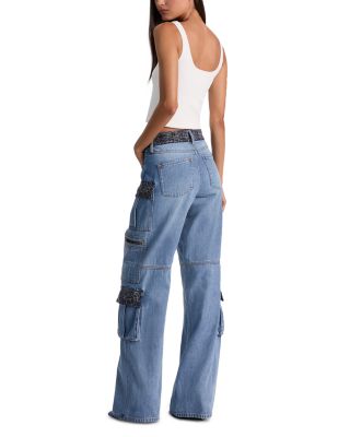 Cay Mid Rise Baggy Cargo Jeans in Celine Vintage