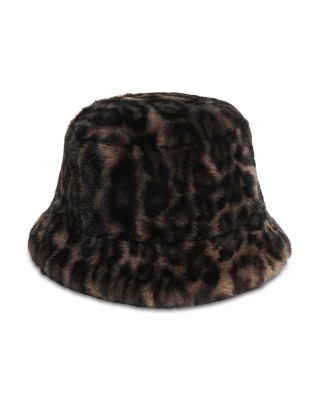Amara Leopard Print Faux Fur Bucket Hat