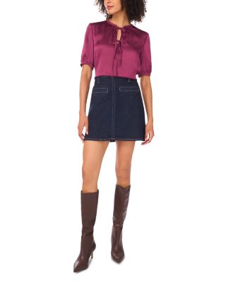 Front Tied Short Sleeve Blouse