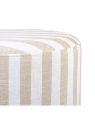 Dex Striped Linen Ottoman