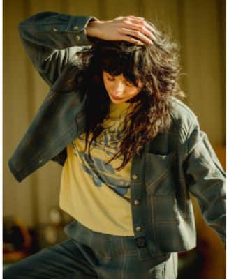 Women's Twill Plaid Crop Shirt