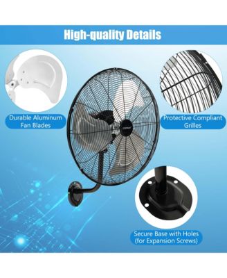 21" Wall Mount Meta Industrial Fan with 3 Speed Oscillating