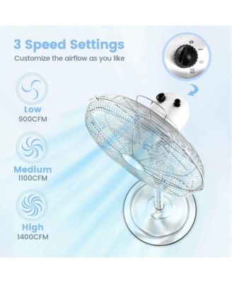 16" Standing Pedestal Fan with 3 Speed Settings Carrying Handle Aluminum Blades