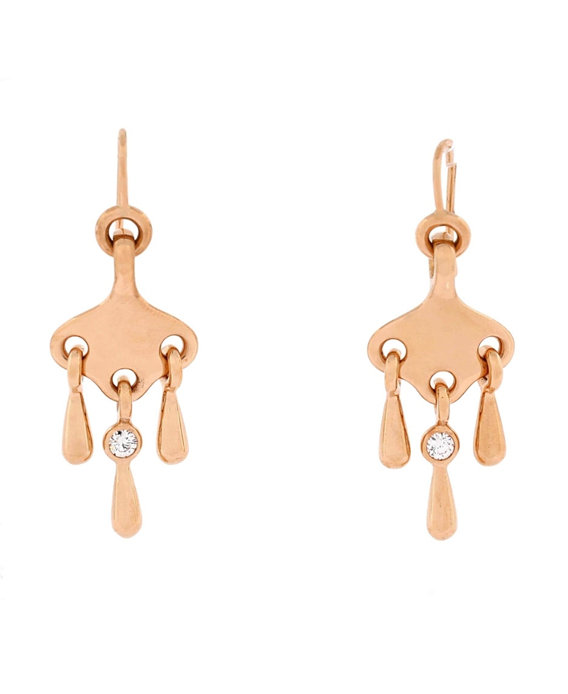 Pre-owned Pre-owned Hermes Hermes Filet D'or Earrings 18k Rose Gold And Diamond In Pink