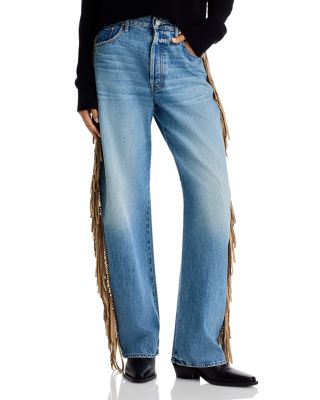 The Fringe Halfpipe Button Sneak High Rise Jeans in Folk Star