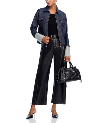 The Halfpipe Flood High Rise Leather Jeans in Black Black