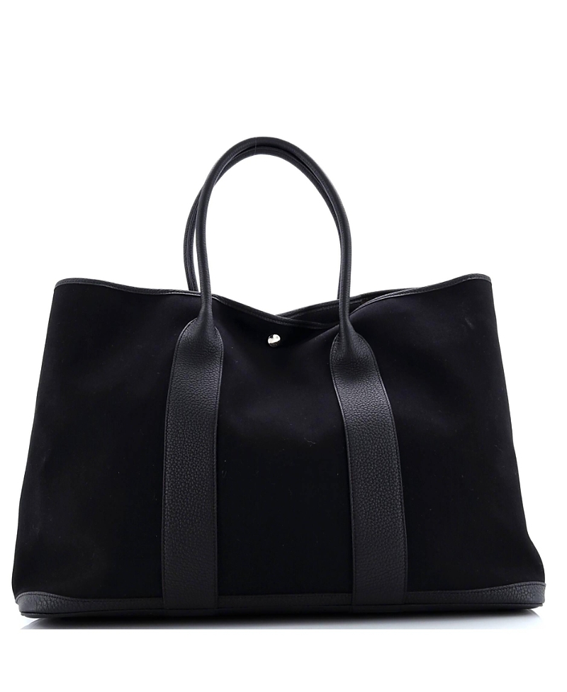 Pre-owned Pre-owned Hermes Hermes 49 Garden Party Tote Toile And Leather In Black