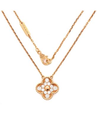 Vintage Alhambra Pendant Necklace 18K Rose Gold and Diamonds