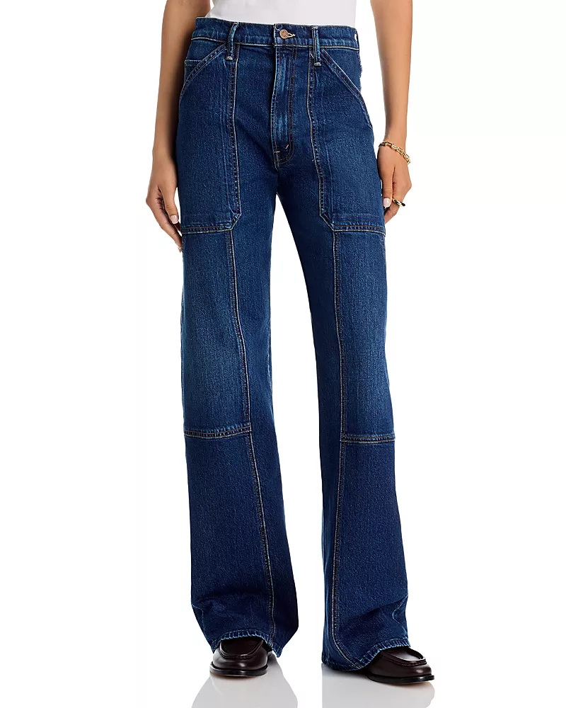 Mother The Lasso Utility Sneak High Rise Jeans in Shine On