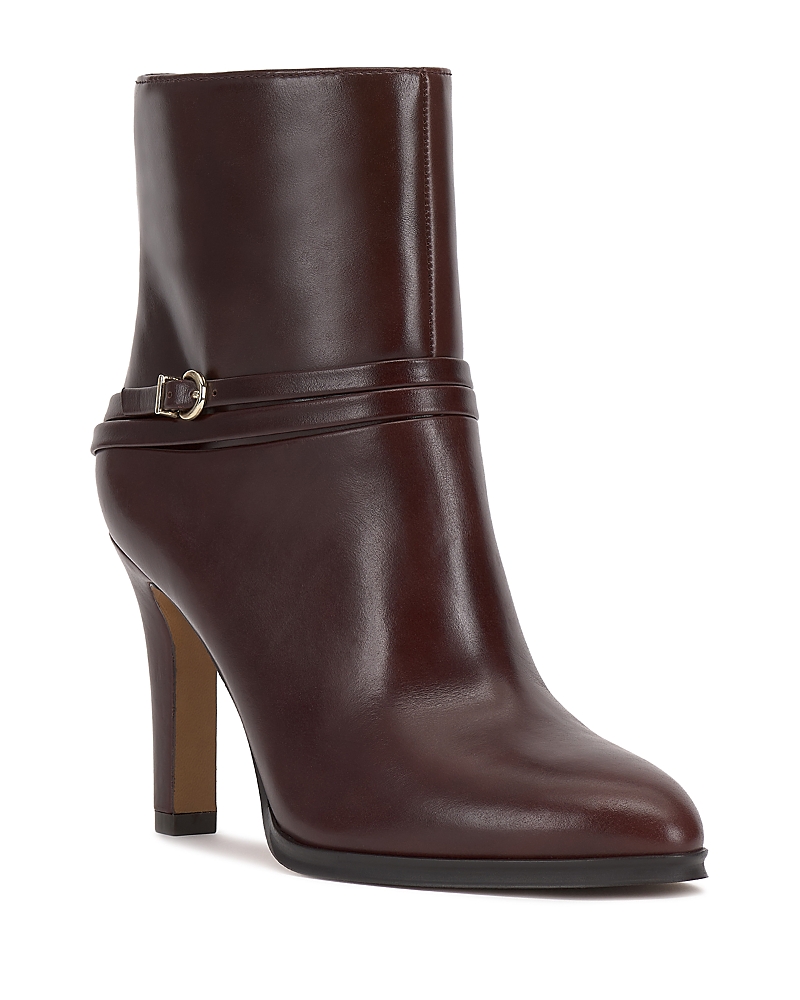 Vince Camuto Sybilla Double-strap Booties In Brown