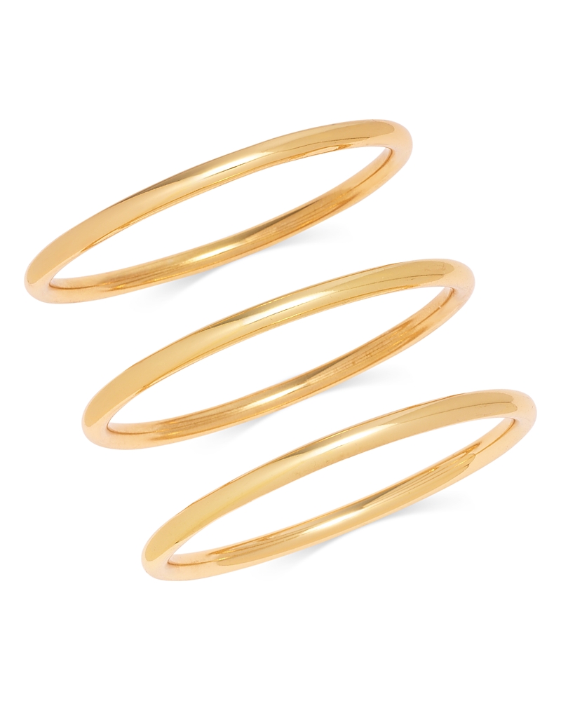 Aqua Thin Bangle Bracelets, Set Of 3 - Exclusive In Gold