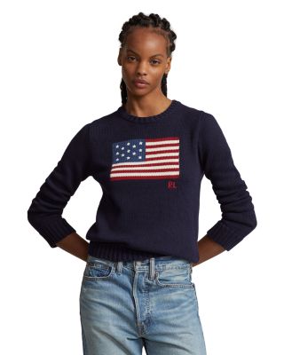 売れ筋商品|||ラルフローレン ニット&セーター レディース アウター FLAG MOTIF COTTON CREWNECK SWEATER - Jumper - red/multi-colored Polo Ralph Lauren FLAG MOTIF COTTON CREWNECK SWEATER