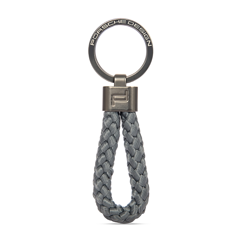 Porsche Design Braided Leather Rope Key Ring In Gray