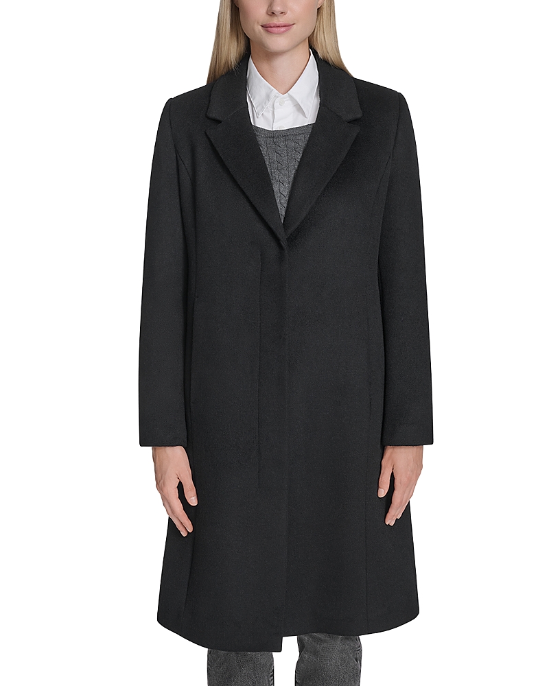 Cole Haan Single Breasted Notch Collar Coat In Blue