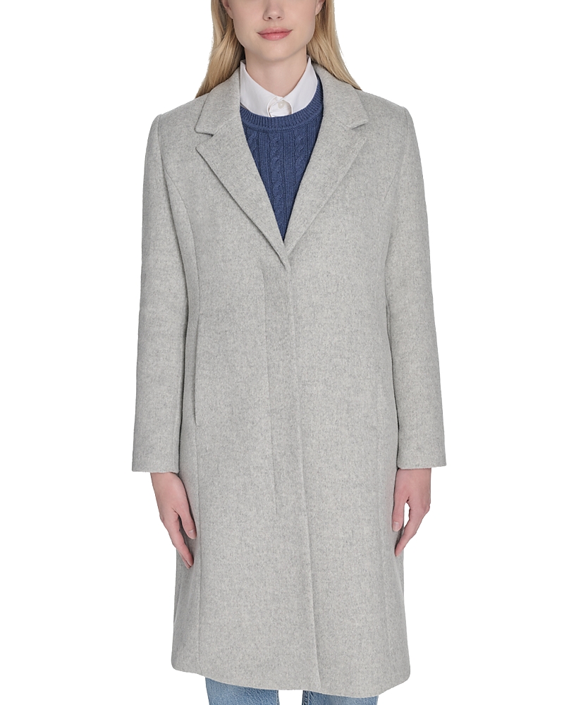 Cole Haan Single Breasted Notch Collar Coat In Gray