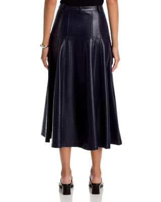 Veena Faux Leather Midi Skirt