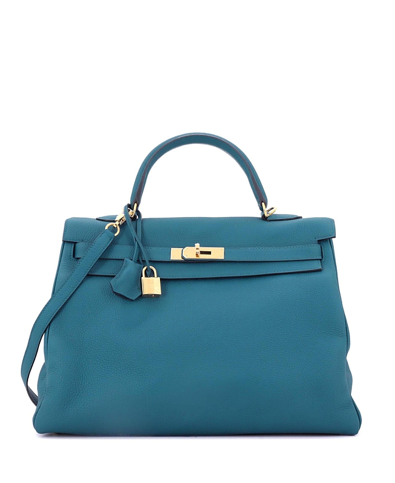 Pre-owned Pre-owned Hermes Hermes Kelly 35 Handbag Blue Togo With Gold Hardware