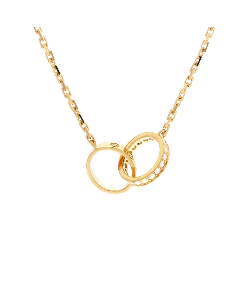 Pre-owned Pre-owned Cartier Cartier Love Interlocking Necklace 18k Gold And Diamonds