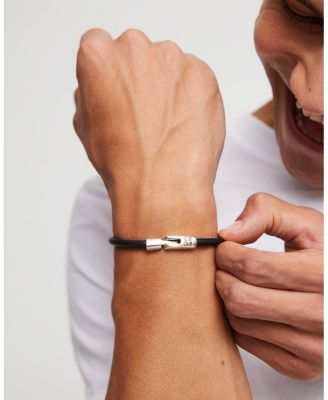  Black Leather Clasp Bracelet