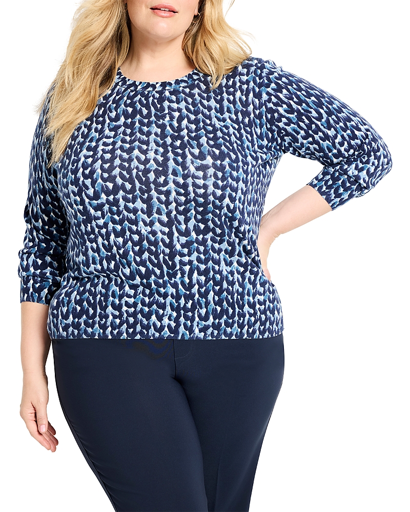 Nic+zoe Plus Knit Stitch Round Neck Sweater In Multi