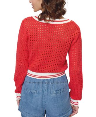 Junie Varsity Mesh Stitch Cardigan