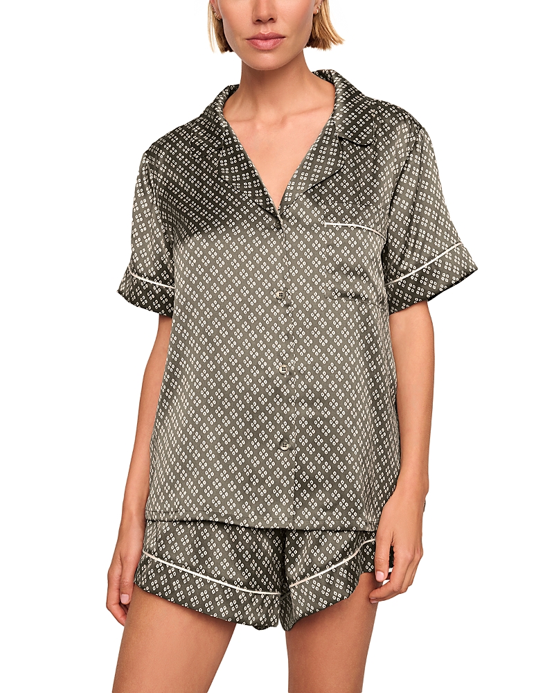 Eberjey Inez Printed Washable Silk Short Pajama Set In Green