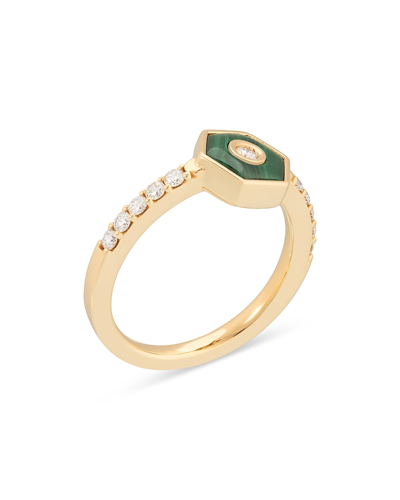 Miseno Jewelry Diamond & Malachite Baia Stackable Ring in 18K Yellow Gold