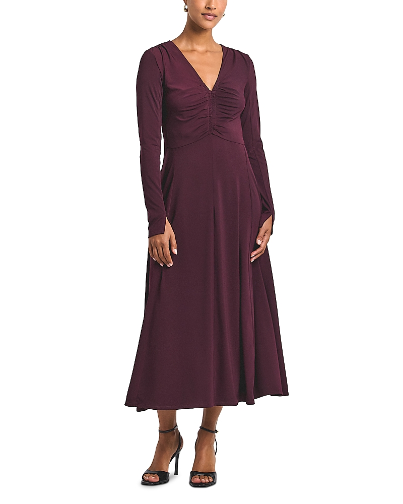 Derek Lam 10 Crosby Isabella Long Sleeve Ruched Dress In Burgundy