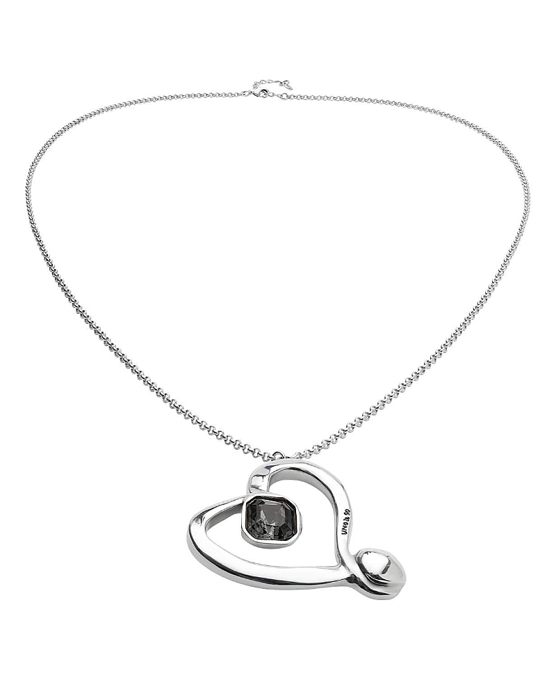 Unode50 Long Heart Pendant Necklace In Silver