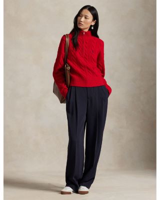 Cable Wool Cashmere Half Zip Sweater