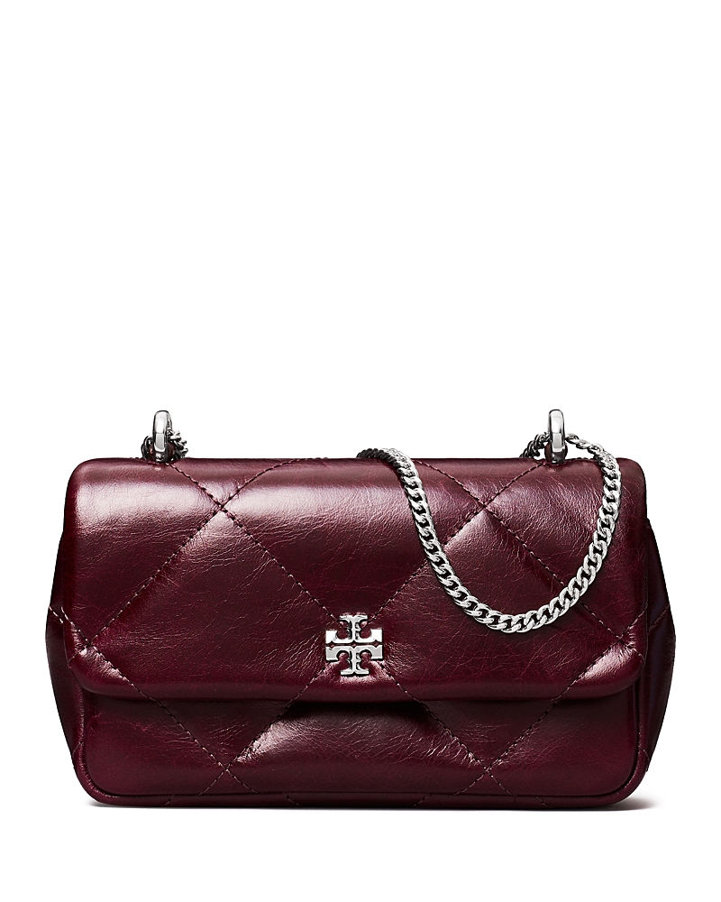 Tory Burch Mini Kira Diamond Quilted Leather Flap Bag In Red