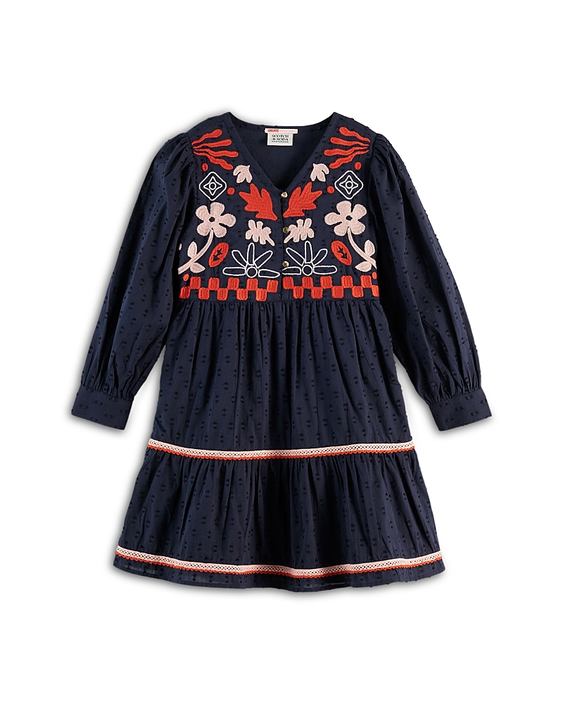 Scotch & Soda Girls' Clip Jacquard Embroidered Dress - Little Kid, Big Kid
