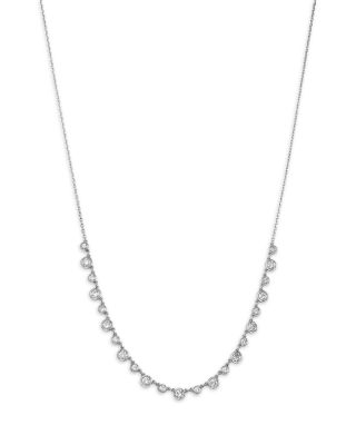 Diamond Bezel Station Necklace in 14K White Gold, 1.80 tcw