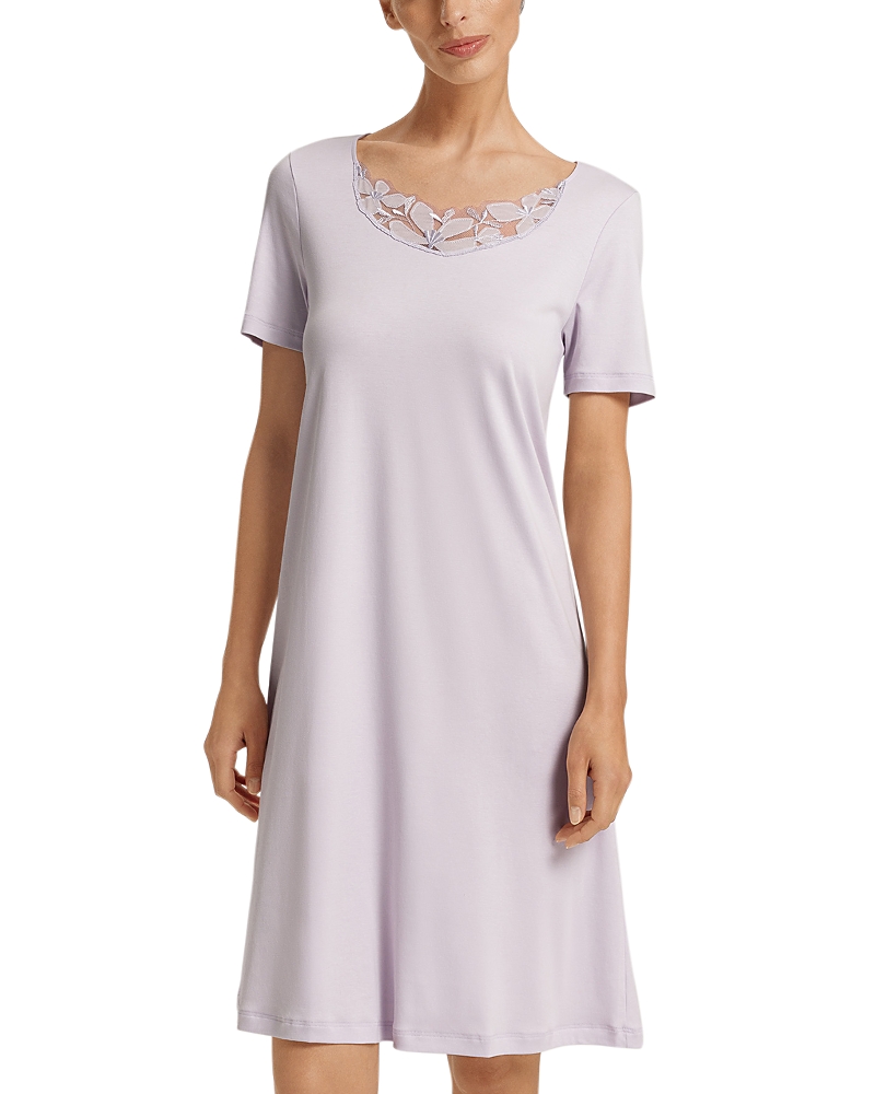 Hanro Kalea Embroidered Short Nightgown In Purple