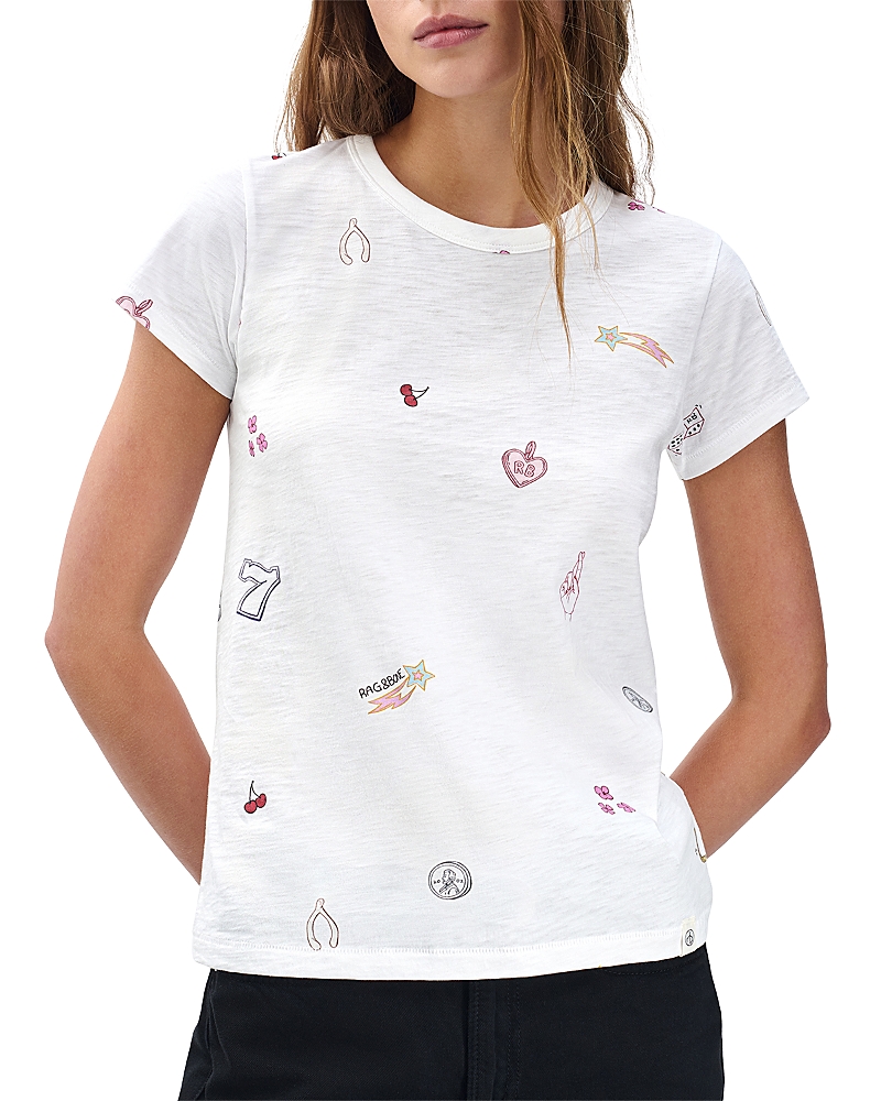 Rag & Bone All Over Lucky Charm T-shirt In White