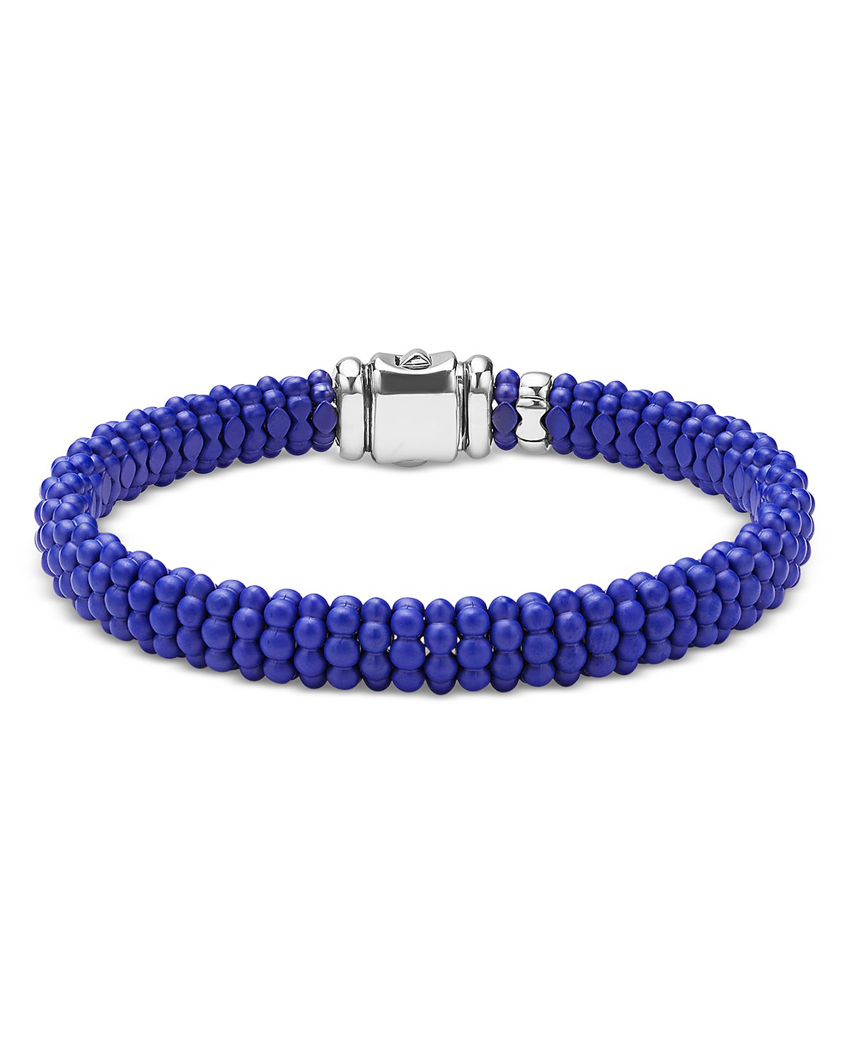 Lagos Sterling Silver Blue Caviar Blue Ceramic Beaded Bracelet