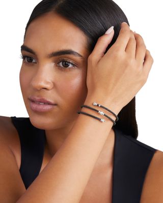 Sterling Silver Black Caviar Ceramic Beaded Wrap Bracelet