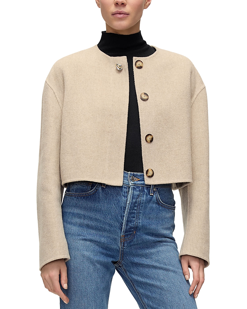 Veronica Beard Philips Crop Wool Blend Jacket In Neutral