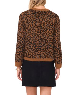 Leopard Print Long Sleeve Crewneck Sweater