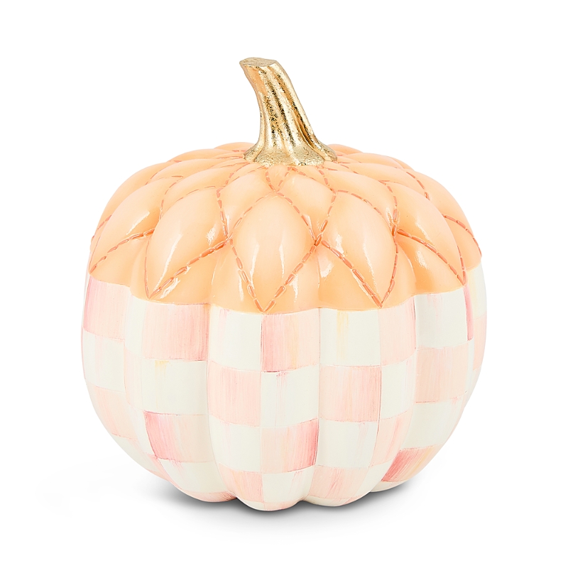 Mackenzie-childs Rosy Check Fairytale Quilted Pumpkin In Orange