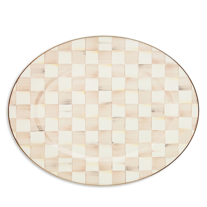 Mackenzie-childs Mocha Check Large Oval Platter In Neutral