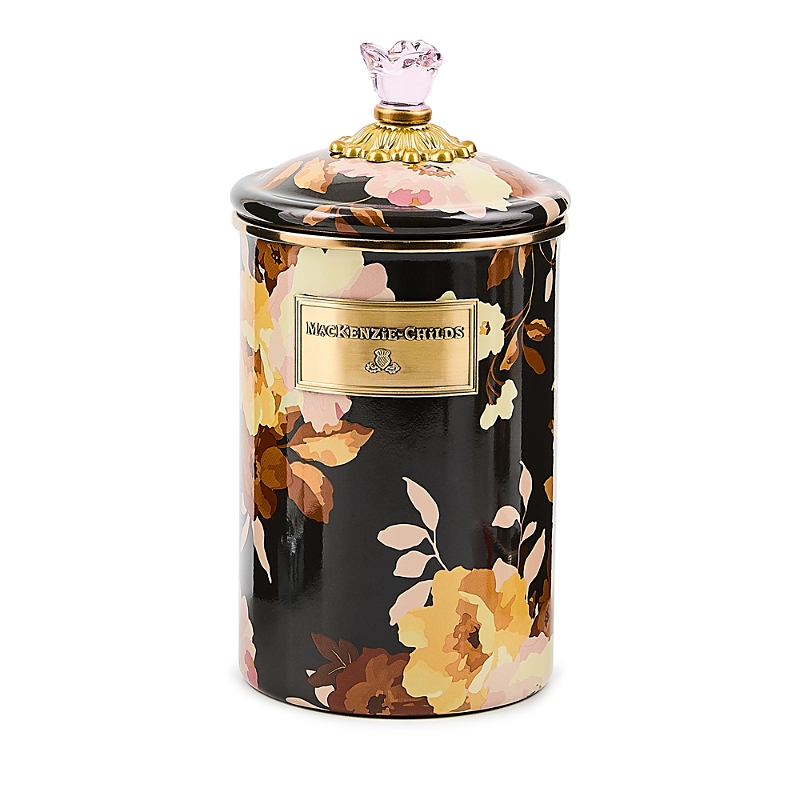 Mackenzie-childs Wild Rose Brown Large Canister In Multi