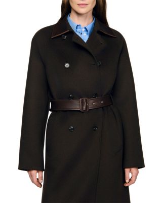 Long Wool and Leather Coat
