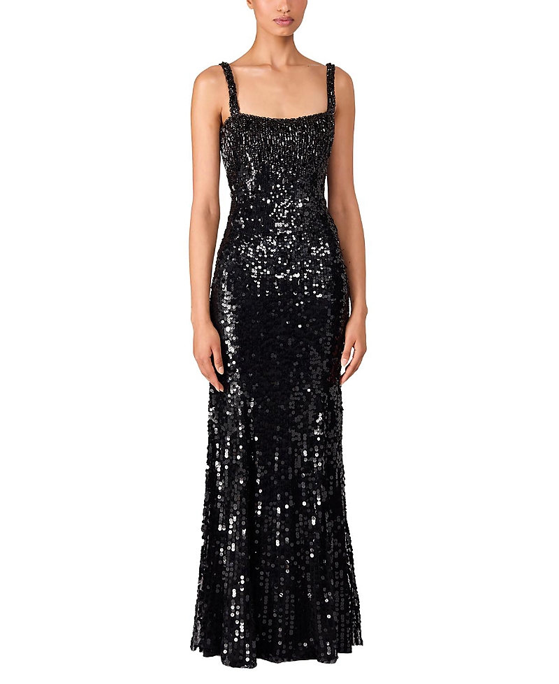 Jenny Packham Mirabeau Sequin-embellished Maxi Dress In Black