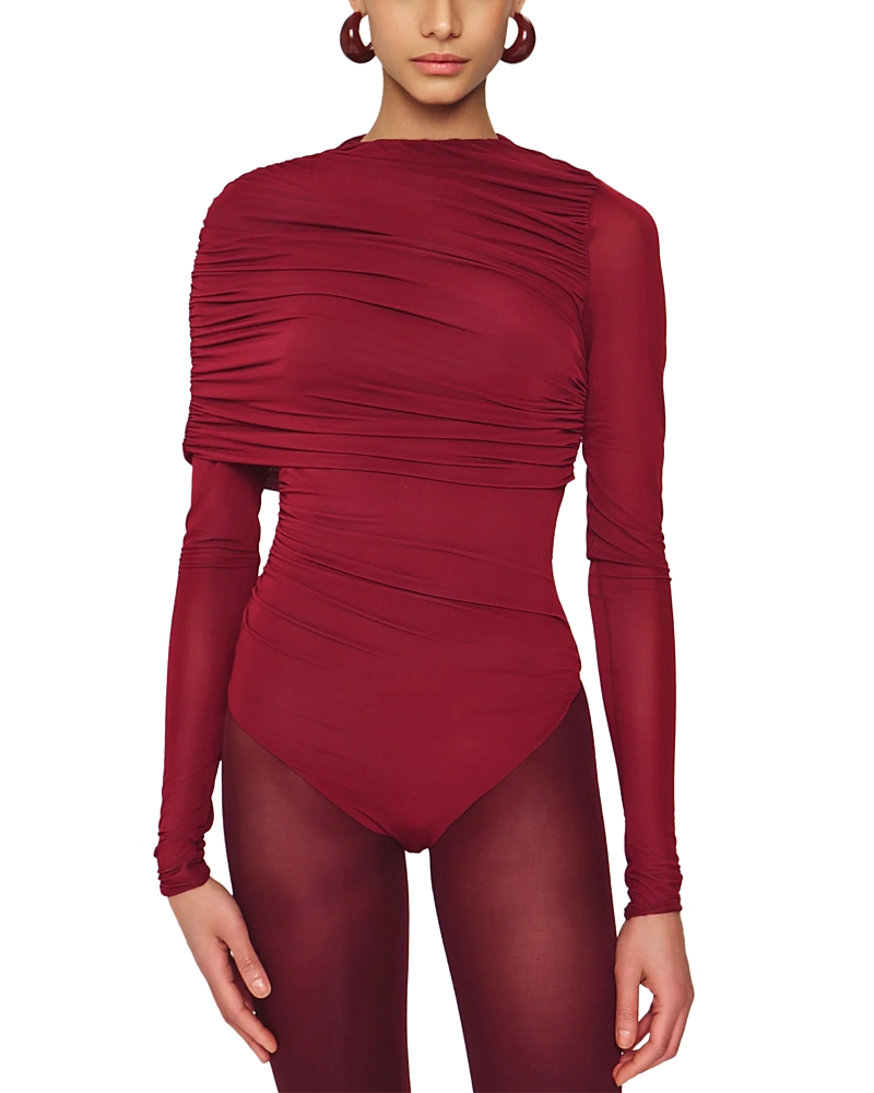 Ronny Kobo Zarina Bodysuit In Burgundy